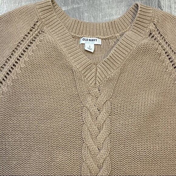 Old Navy Sweater Womens Size M Cable Knit Long Sleeve Tan Brown - Picture 6 of 12